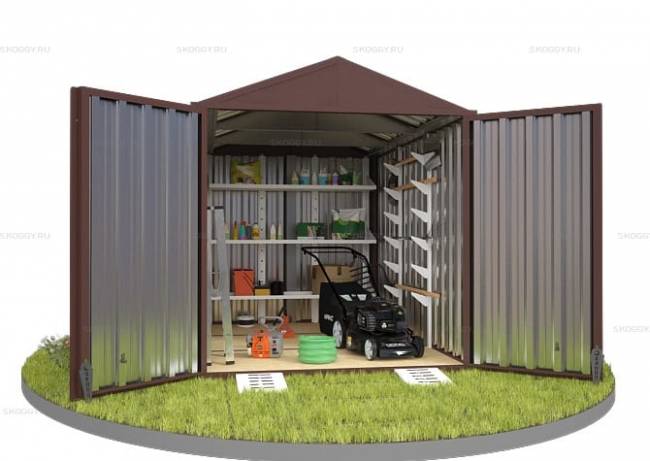 Хозблок SKOGGY секционный с двускатной крышей 3 х 2 м, шоколадный