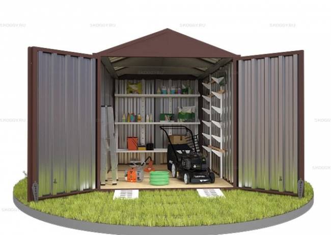 Хозблок SKOGGY секционный с двускатной крышей 3 х 2 м, шоколадный