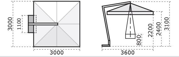 Зонт профессиональный 3х3 м Pompei Braccio белый, слоновая кость 3000х3000 мм Зонт профессиональный 3х3 м Pompei Braccio белый, слоновая кость 3000х3000 мм