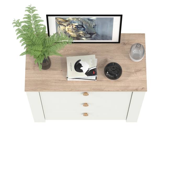 Комод три ящика Джастин 16.228.03 цвет белый шагрень/дуб белый эксклюзив