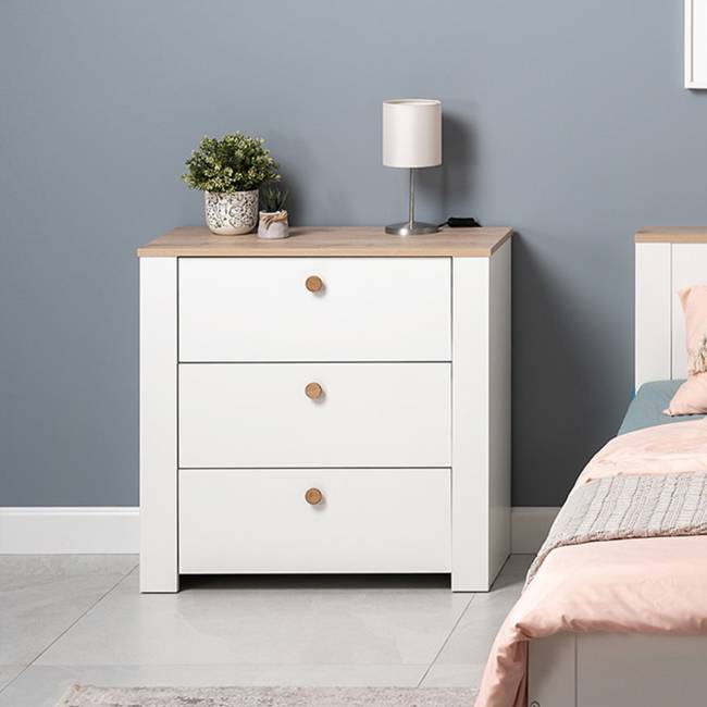 Комод три ящика Джастин 16.228.03 цвет белый шагрень/дуб белый эксклюзив