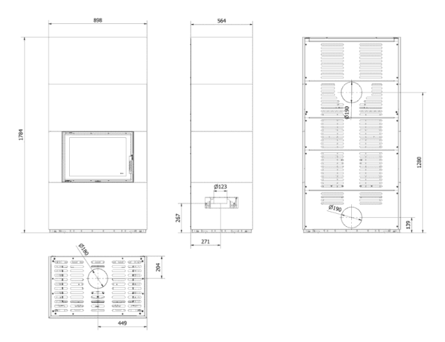 Каминокомплект Kratki PRO FLOKI FOKOS PIOMBO