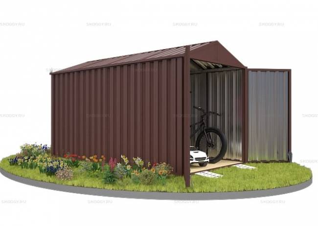 Хозблок SKOGGY секционный с двускатной крышей 4 х 2 м, шоколадный