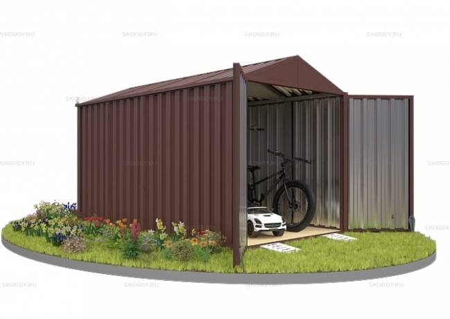 Хозблок SKOGGY секционный с двускатной крышей 4 х 2 м, шоколадный