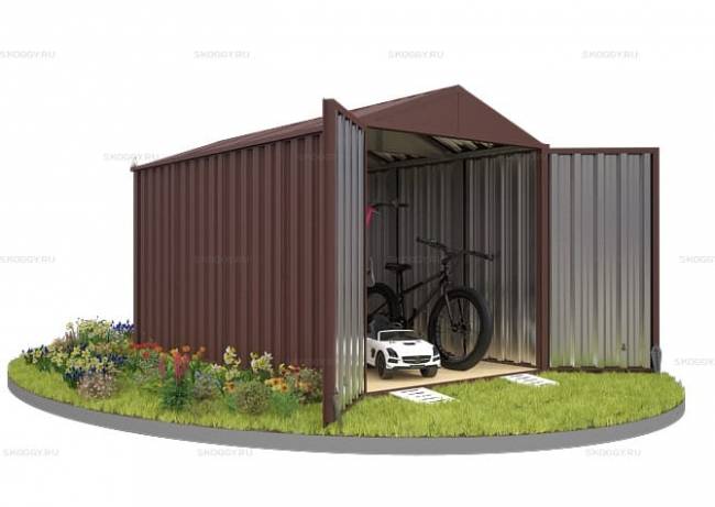 Хозблок SKOGGY секционный с двускатной крышей 4 х 2 м, шоколадный