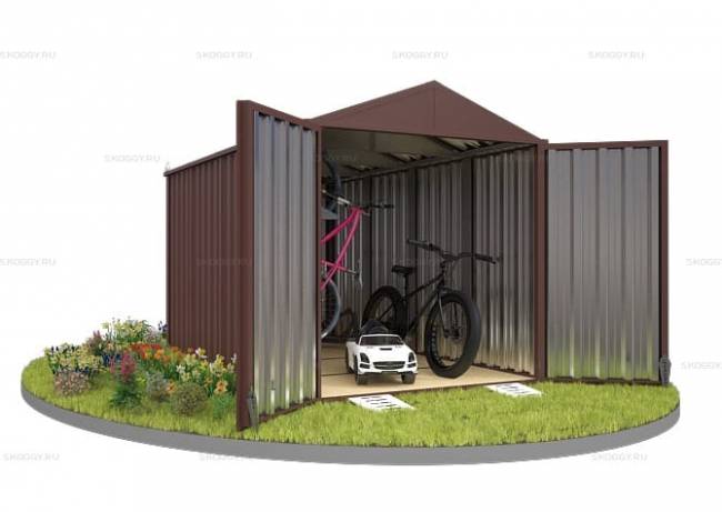 Хозблок SKOGGY секционный с двускатной крышей 4 х 2 м, шоколадный