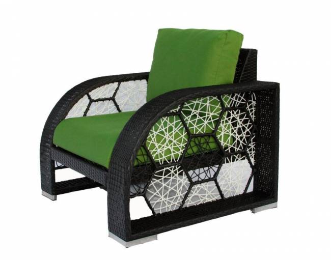 Комплект для отдыха "Вена", из искусственного ротанга, 1+1+2, черный, белый