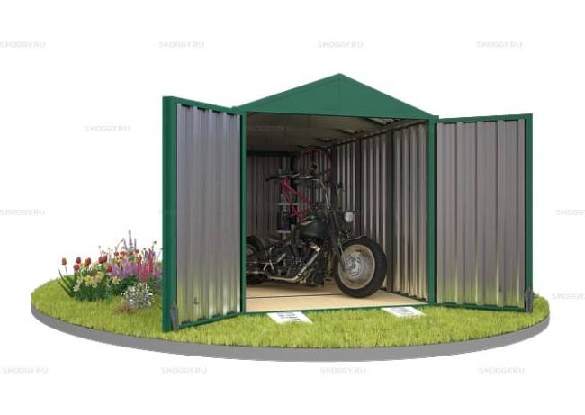 Хозблок SKOGGY секционный с двускатной крышей 5 х 2 м, зелёный мох