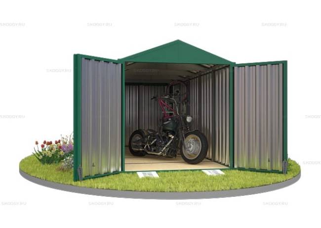 Хозблок SKOGGY секционный с двускатной крышей 5 х 2 м, зелёный мох
