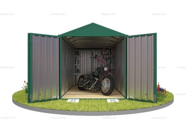 Хозблок SKOGGY секционный с двускатной крышей 5 х 2 м, зелёный мох
