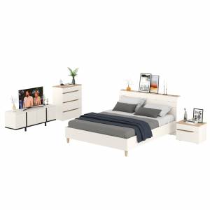 Модульная мебель для спальни Муссон с тумбочкой для аппаратуры 13.276 цвет белый/чёрный/дуб эндгрейн элегантный